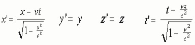 Lorentz transformation equation